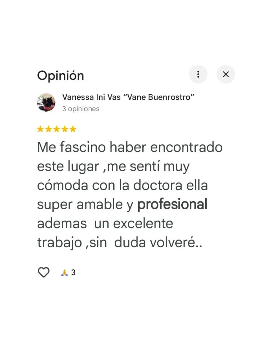 Opinión de una paciente de la Dra. Dana Arroyo